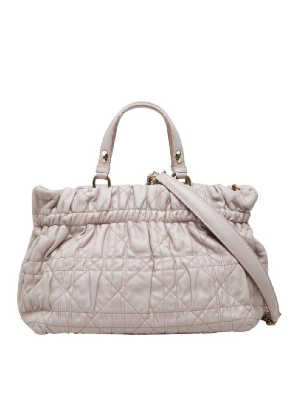 Dior Cannage 2-Way Shoulder Bag Pink Leather
